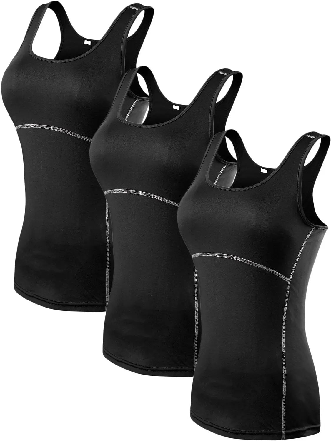 Women's 3 Pack Sliming Compression Vest Dry Sleeveless Yoga Tank Top LANBAOSI