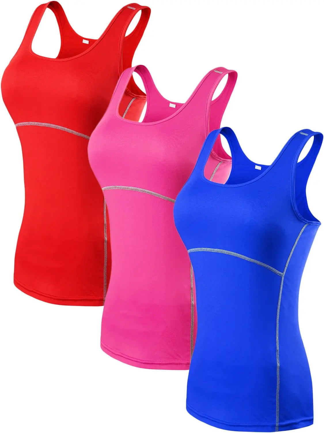 Women's 3 Pack Sliming Compression Vest Dry Sleeveless Yoga Tank Top LANBAOSI