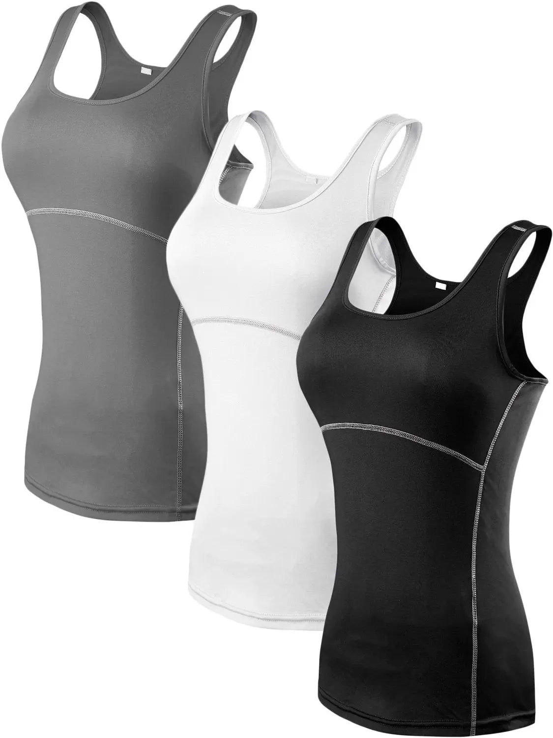 Women's 3 Pack Sliming Compression Vest Dry Sleeveless Yoga Tank Top LANBAOSI