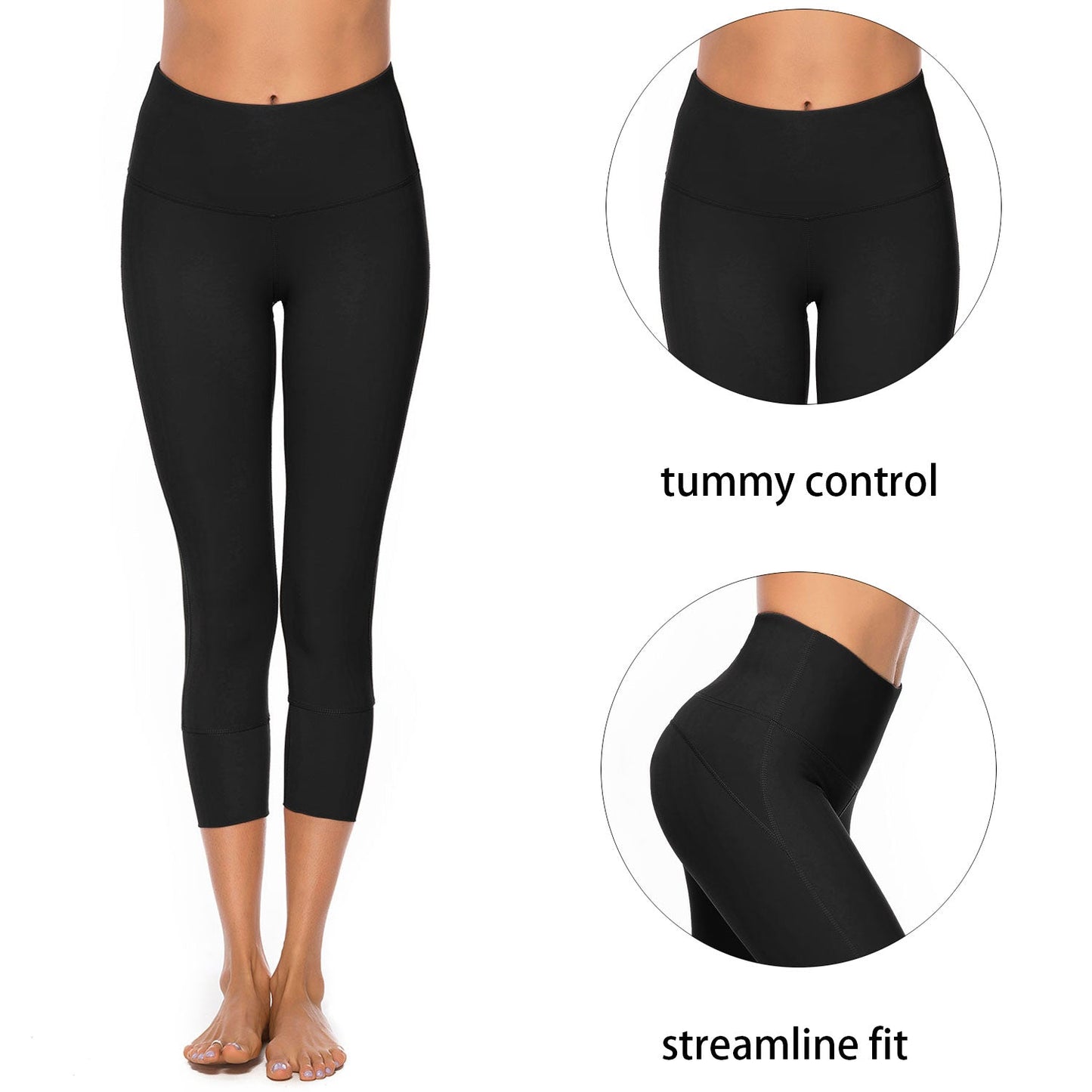 Women's High Waisted Capri Leggings Stretch Tummy Control Yoga Pants LANBAOSI