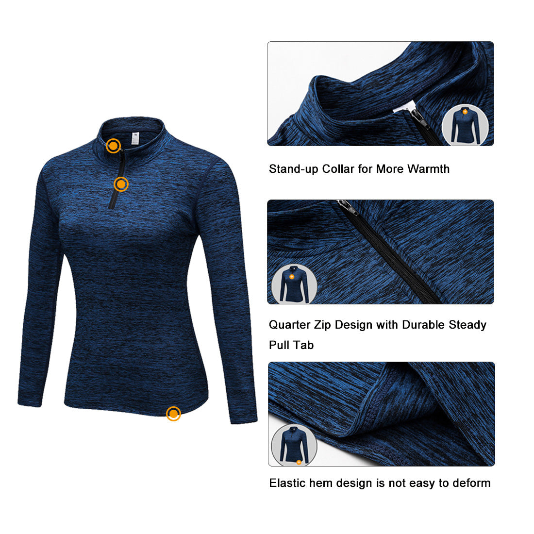 Women's Pullover Slim Fit 1/4 Zip Fleece Lined Yoga Tops LANBAOSI