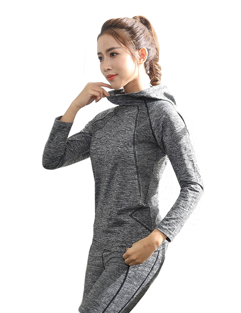 Women's Running shirt Quick Dry Yoga Fitness long Sleeve Hooded LANBAOSI