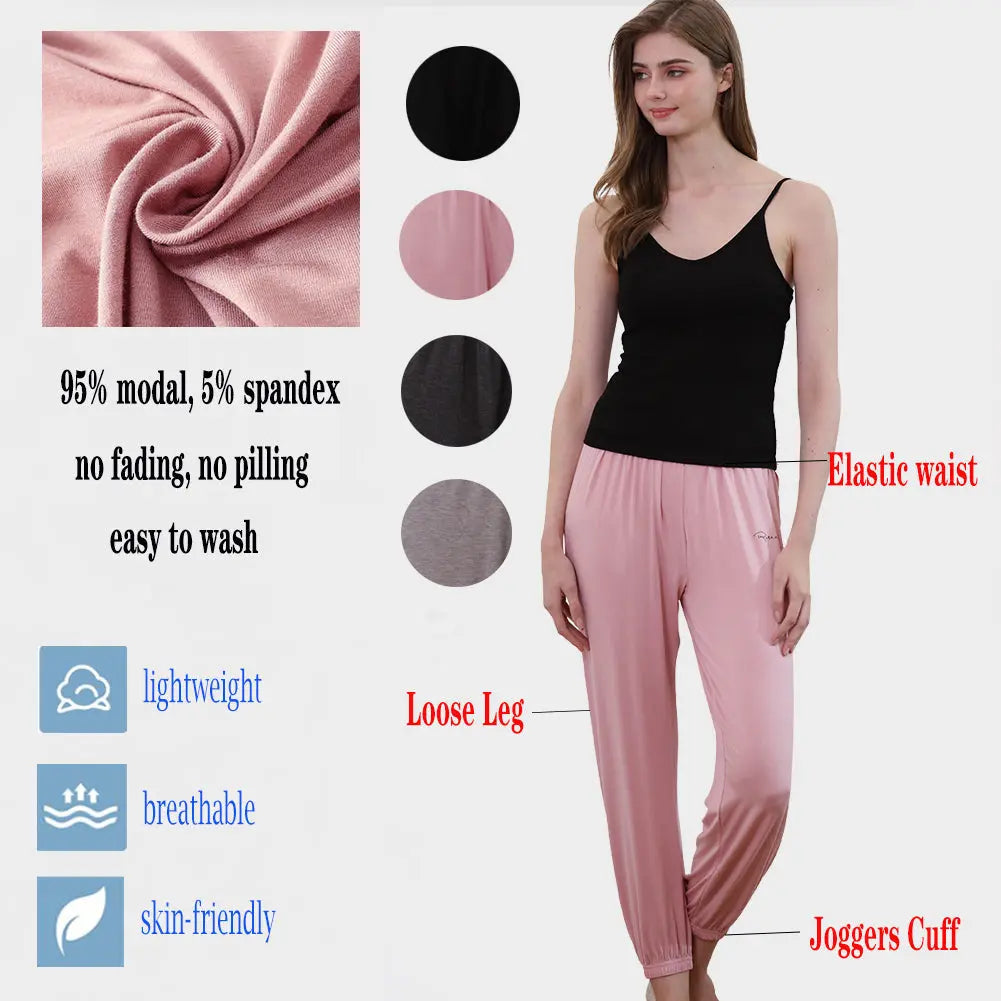Womens Comfy Lounge Pants Knit Sleep Joggers Stretch Pajama Bottoms LANBAOSI