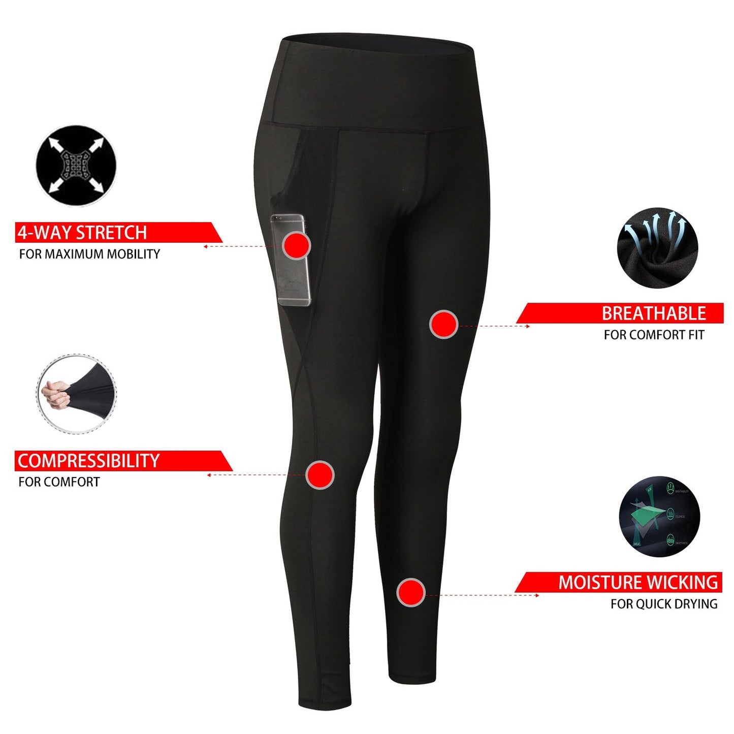 Womens Yoga Pants with Pockets High Waist Tummy Control Running Capri Leggings LANBAOSI