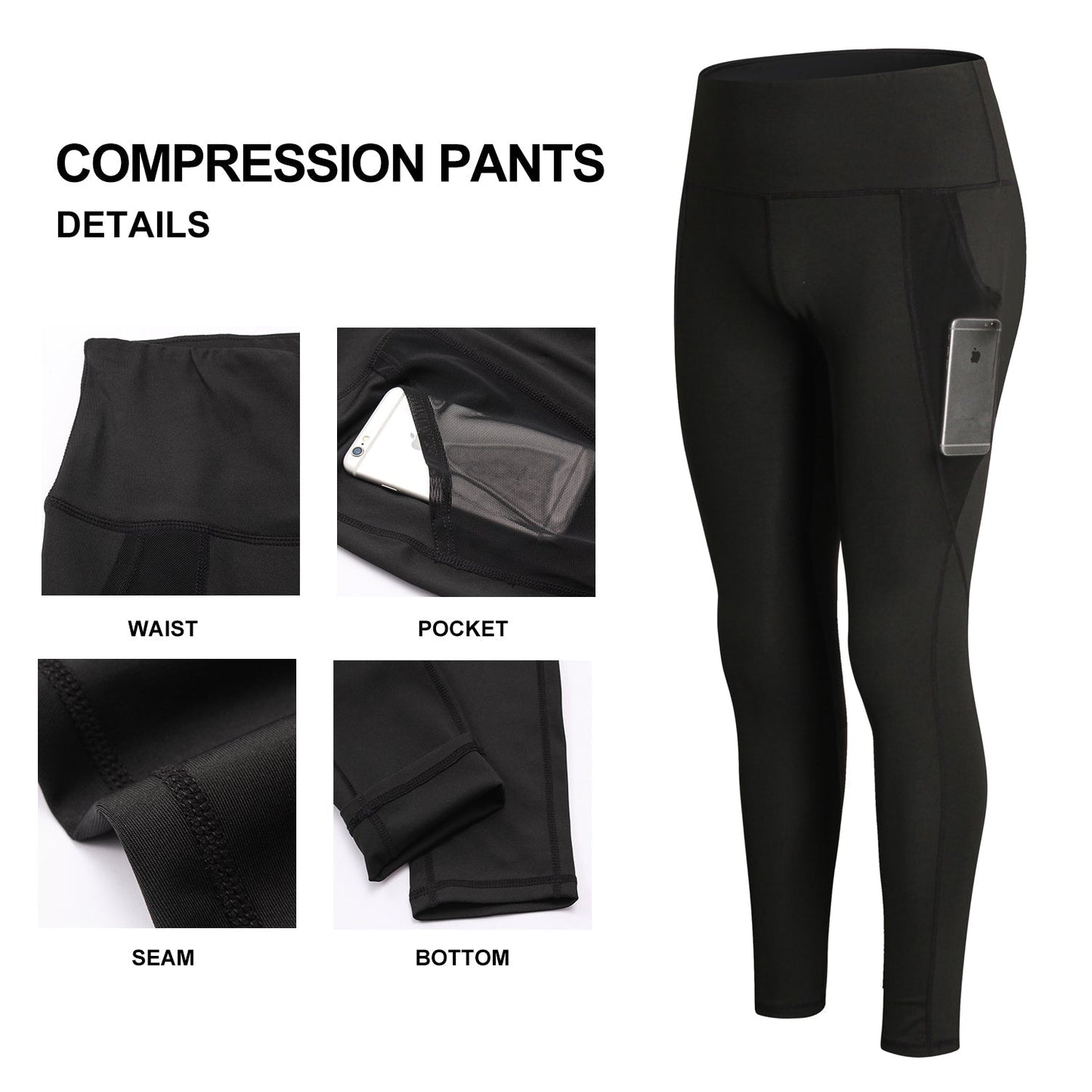 Womens Yoga Pants with Pockets High Waist Tummy Control Running Capri Leggings LANBAOSI