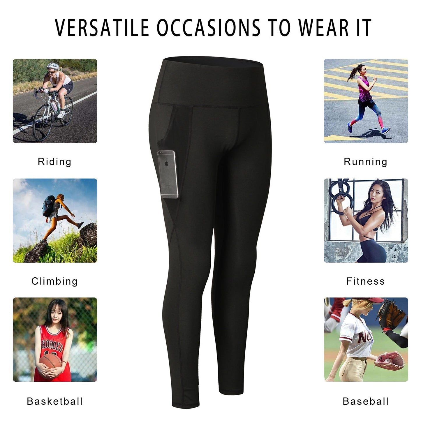 Womens Yoga Pants with Pockets High Waist Tummy Control Running Capri Leggings LANBAOSI