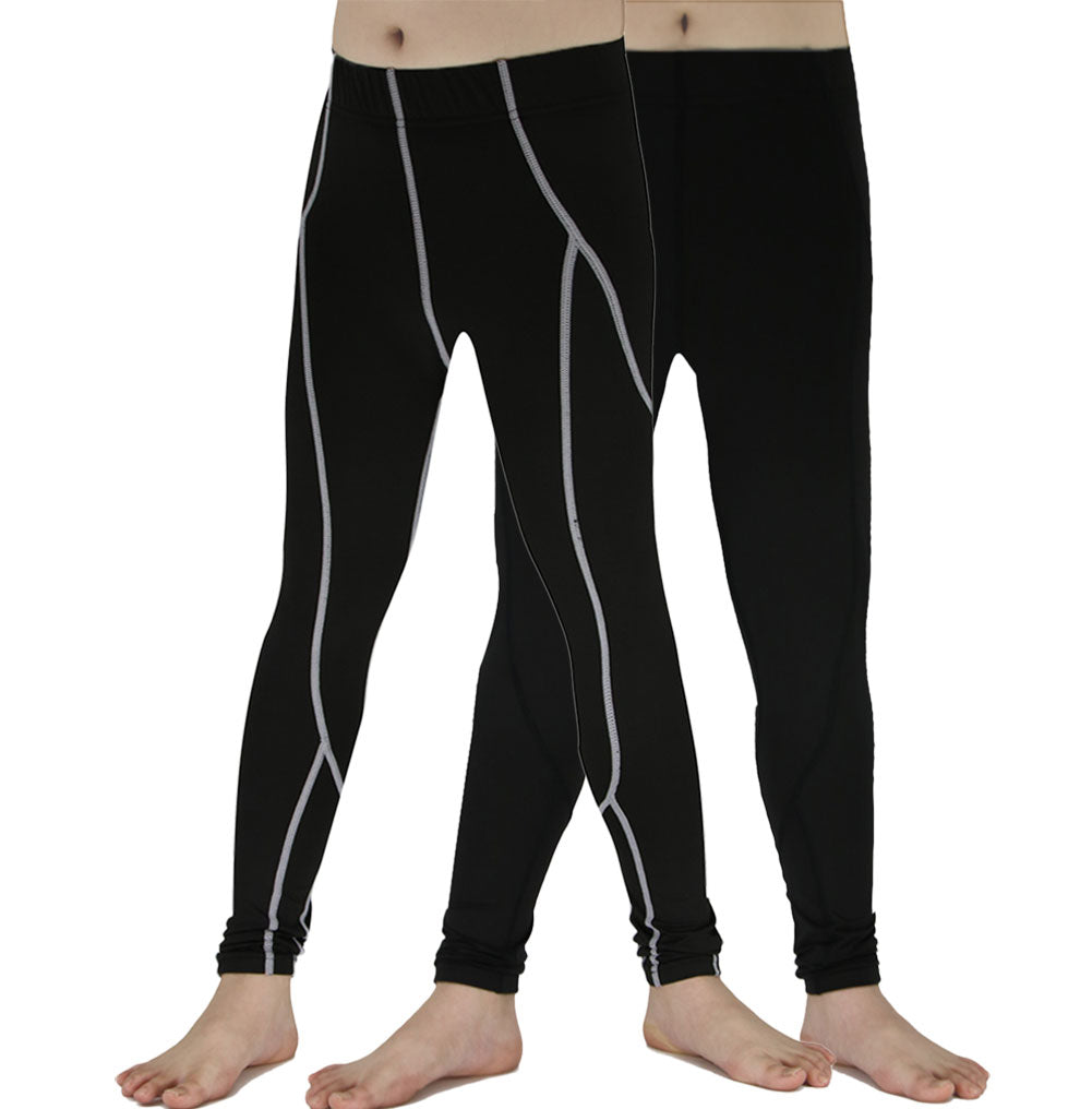 Youth Boys Compression Leggings Girls Athletic Sport Base Layer Pants Workout Running LANBAOSI