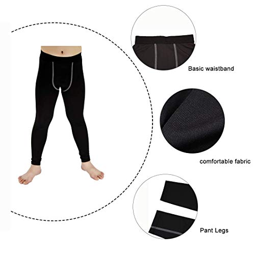 Youth Boys Compression Leggings Unisex Athletic Pants Base Layer Football Workout Tight LANBAOSI
