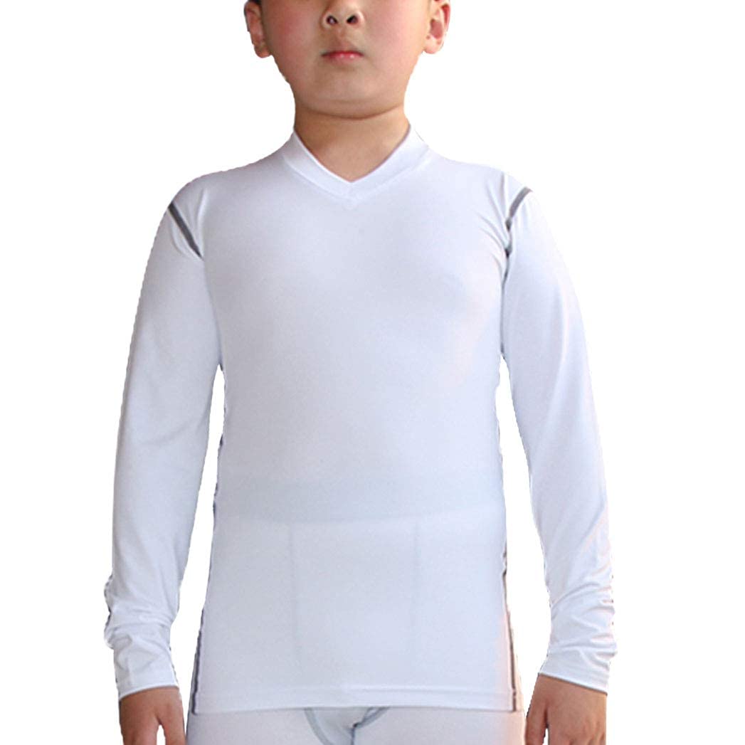 Youth Boys Compression Shirt Long Sleeve Football Baseball Undershirt for Unisex Quick Dry Sports Baselayer LANBAOSI