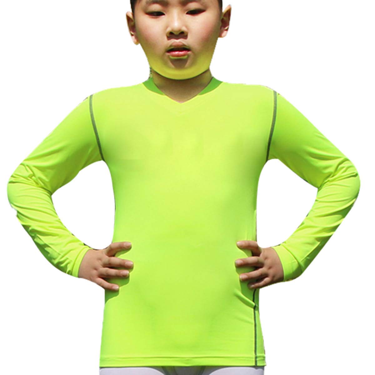 Youth Boys Compression Shirt Long Sleeve Football Baseball Undershirt for Unisex Quick Dry Sports Baselayer LANBAOSI