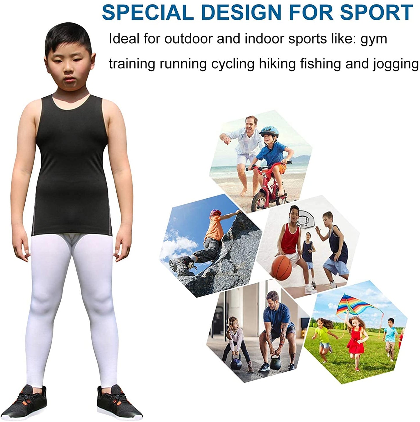 Youth Boys Girls Compression Tank Tops Athletic Sleeveless Shirt Undershirts for Unisex Workout Base Layer Vest LANBAOSI