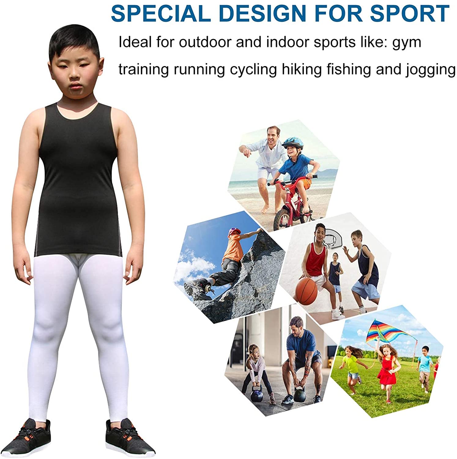 Youth Boys Girls Compression Tank Tops Athletic Sleeveless Shirt Undershirts for Unisex Workout Base Layer Vest LANBAOSI