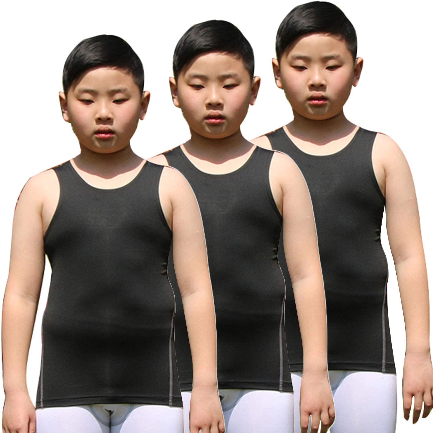 Youth Boys Girls Compression Tank Tops Athletic Sleeveless Shirt Undershirts for Unisex Workout Base Layer Vest LANBAOSI