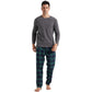 LANBAOSI Men Pajamas Set Comfy Plaid Flannel Pants And Microfleece Shirt