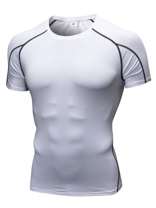 Running Tops for Men Short Sleeve Sports T-Shirts Male Fitness Athletic Base Layers Compression Top Quick Dry Clothing for Gym