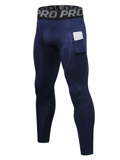 Men Compression Pants Athletic Sport Base Layer Male Quick Dry Sport Gym Leggings Tights with Phone Pocket