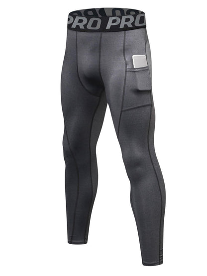 Men Compression Pants Athletic Sport Base Layer Male Quick Dry Sport Gym Leggings Tights with Phone Pocket