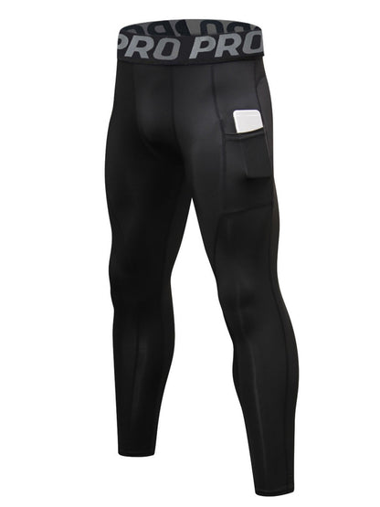 Men Compression Pants Athletic Sport Base Layer Male Quick Dry Sport Gym Leggings Tights with Phone Pocket