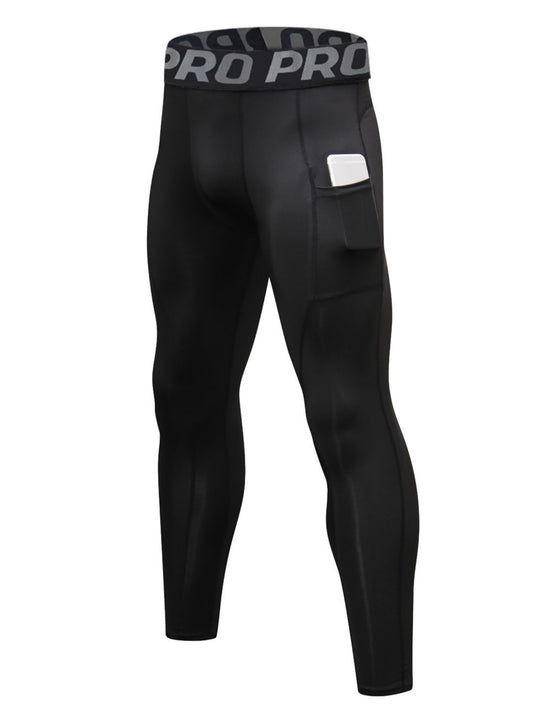 Men Compression Pants Athletic Sport Base Layer Male Quick Dry Sport Gym Leggings Tights with Phone Pocket