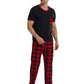 LANBAOSI Mens Pajamas Set Short Sleeve T-shirt and Plaid PJ Pants Set Soft Lounge Set