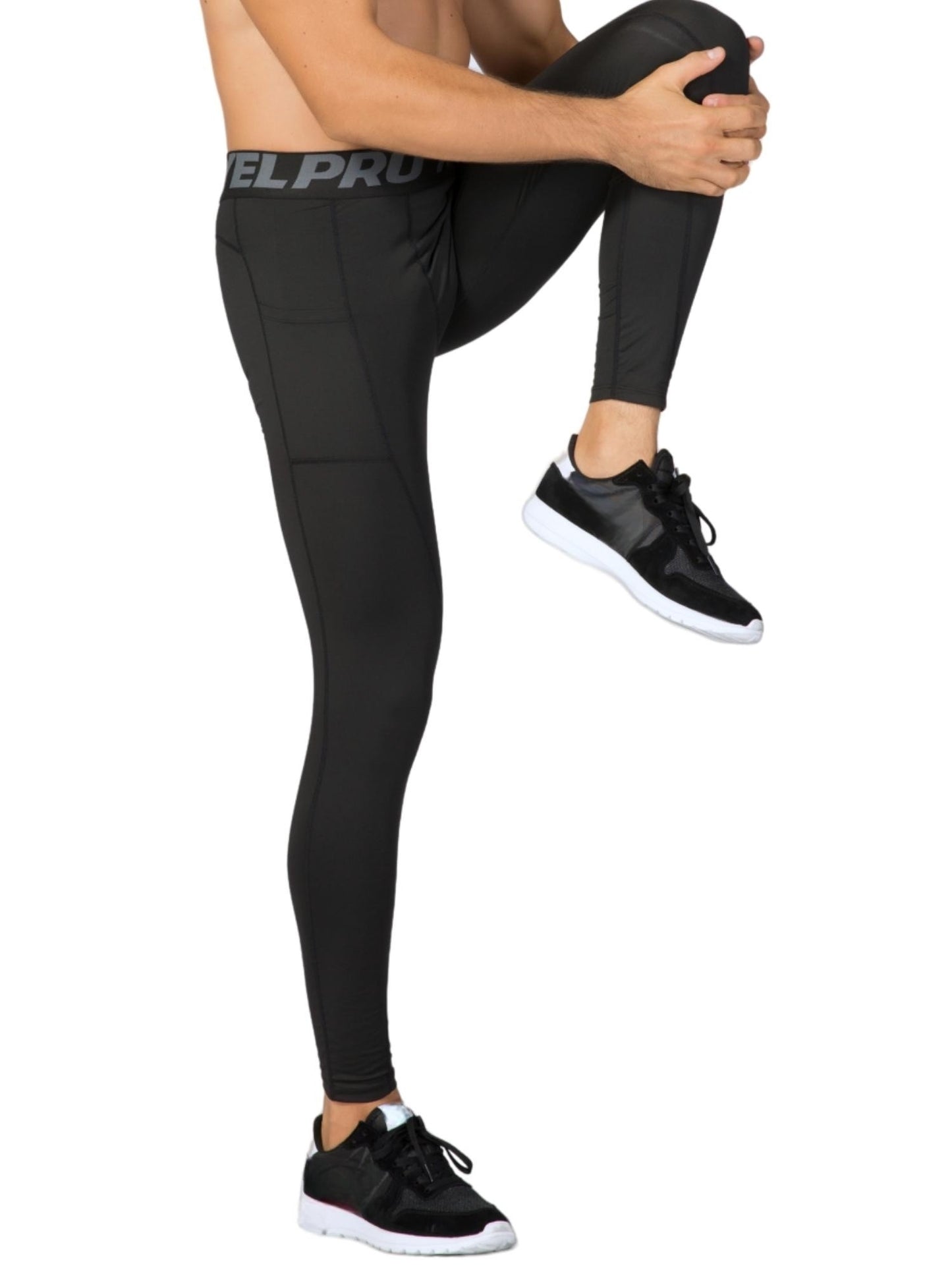 Men Compression Pants Athletic Sport Base Layer Male Quick Dry Sport Gym Leggings Tights with Phone Pocket