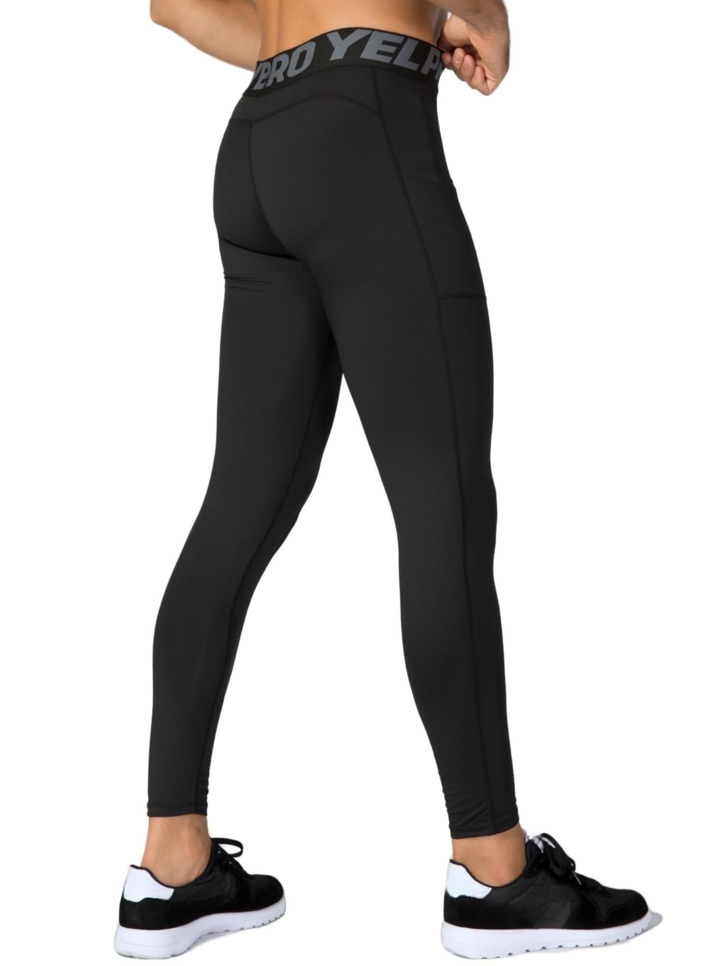 Men Compression Pants Athletic Sport Base Layer Male Quick Dry Sport Gym Leggings Tights with Phone Pocket