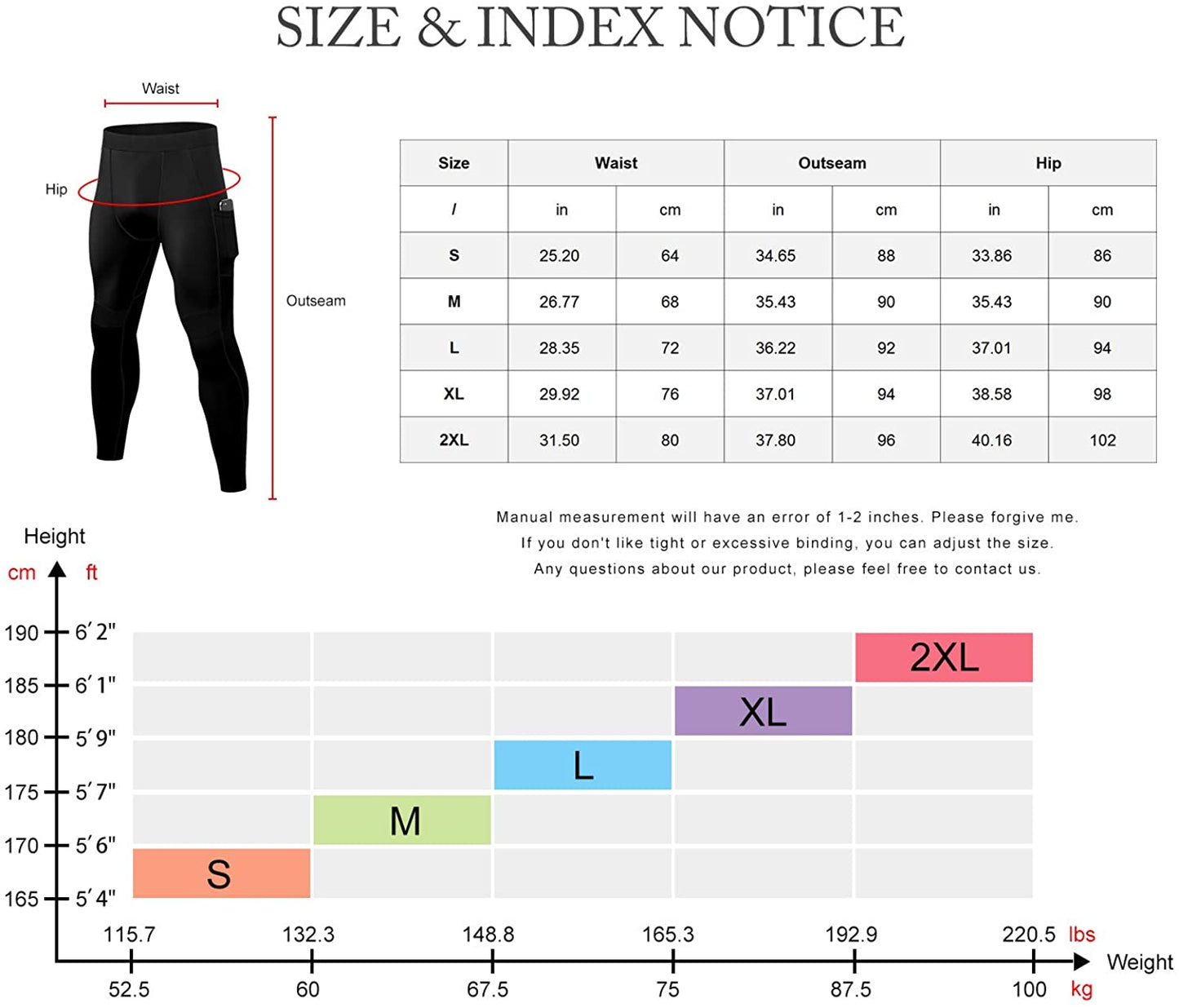 2 Pack Men's Compression Pants Workout Athletic Gym Leggings with Pockets for Male