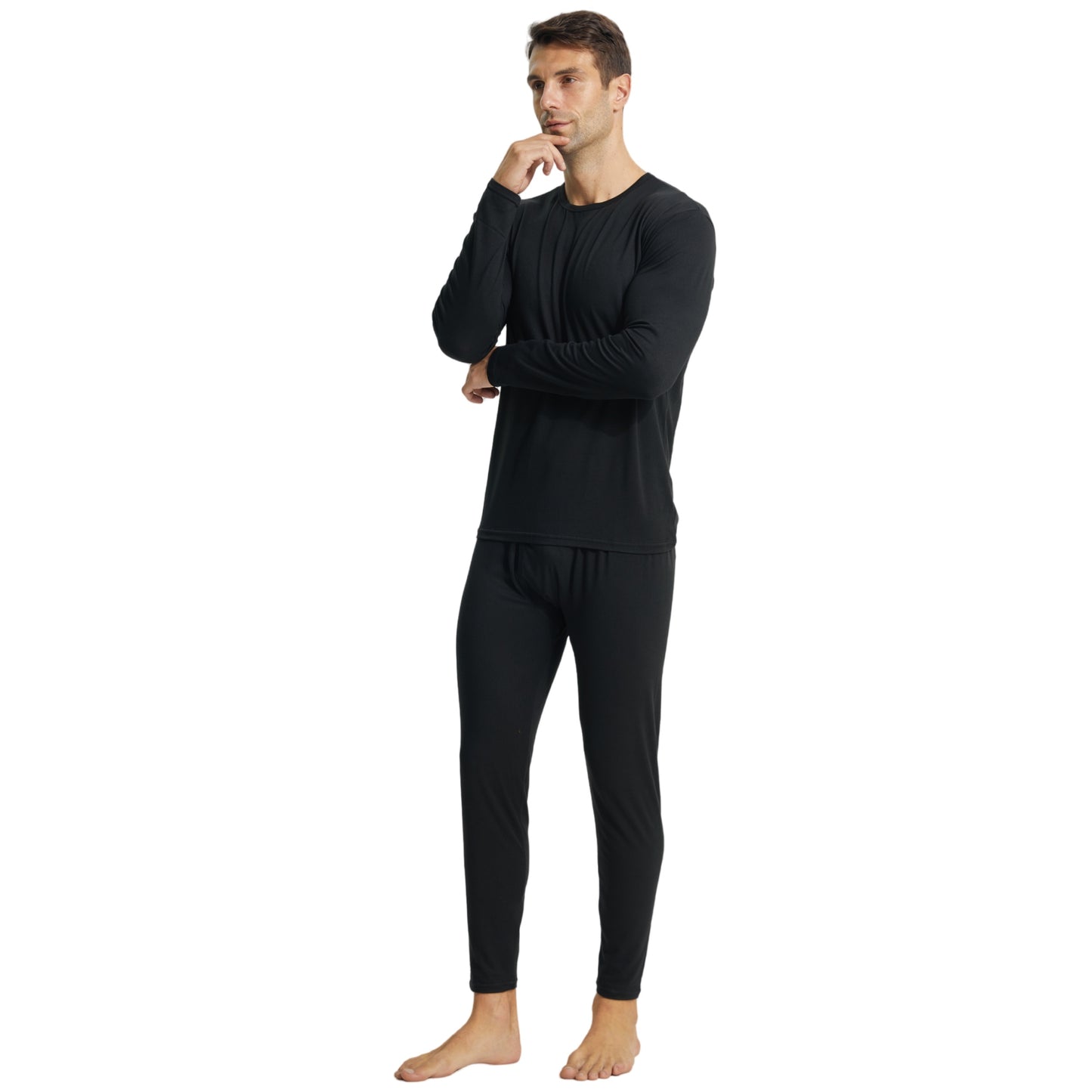 Men Thermal Underwear Set Winter Top & Bottom Ultra Soft Male Long John Set