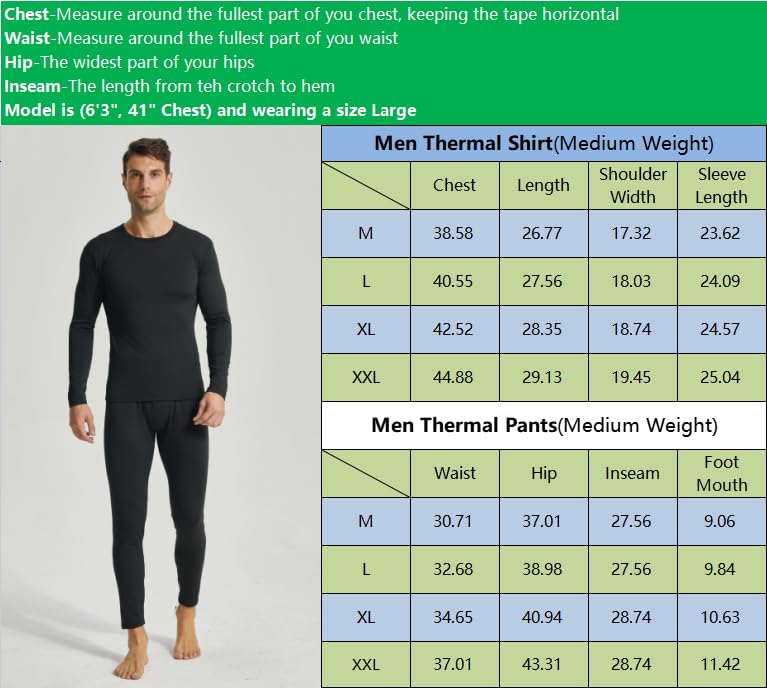 Men Thermal Underwear Set Winter Top & Bottom Ultra Soft Male Long John Set