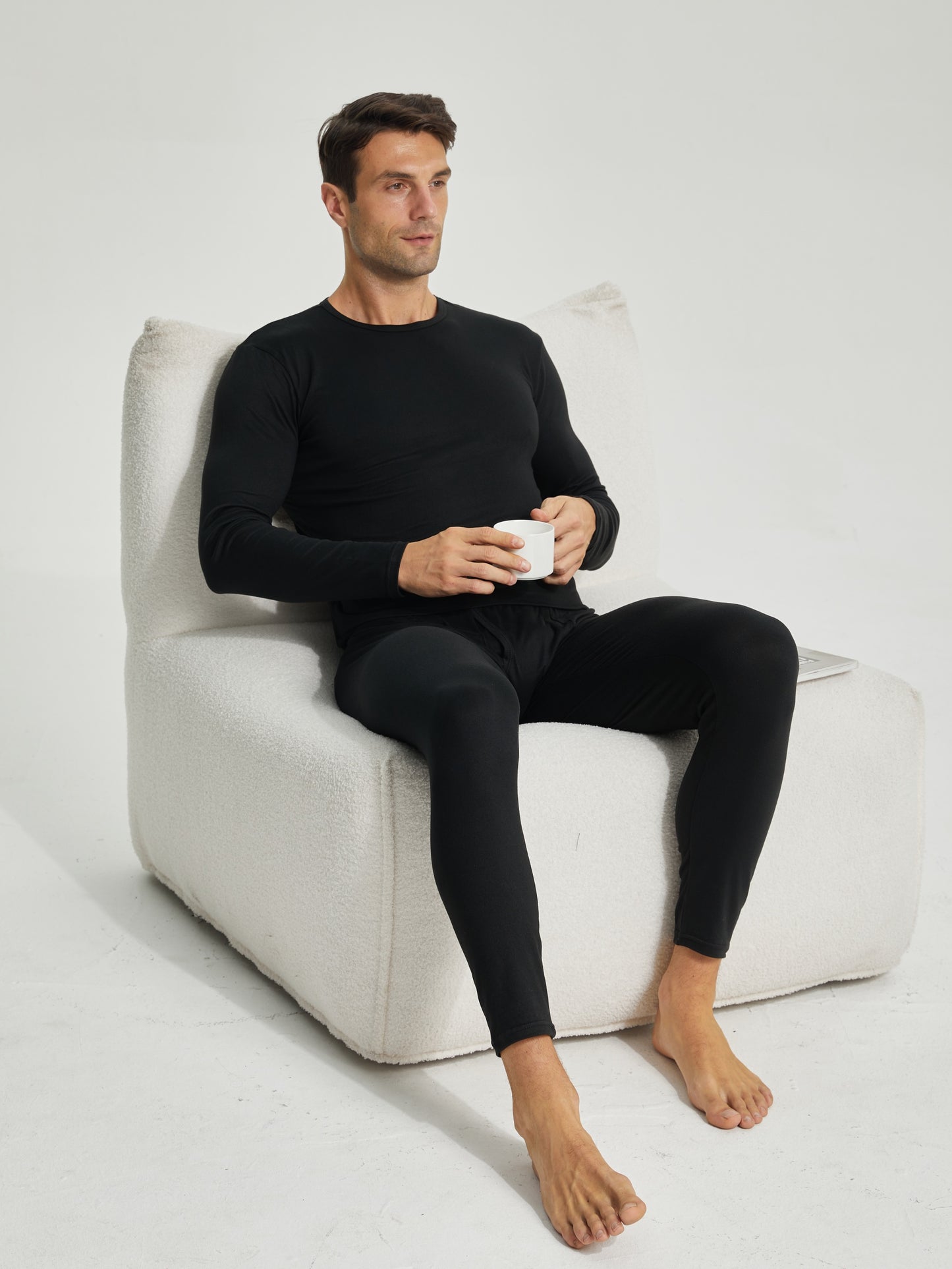 Men Thermal Underwear Set Winter Top & Bottom Ultra Soft Male Long John Set