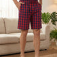 LANBAOSI Men's 2 Pack Pajama Shorts Cotton Blend Sleep Lounge Shorts Plaid Drawstring with Pockets