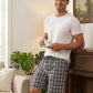 LANBAOSI Men's 2 Pack Pajama Shorts Cotton Blend Sleep Lounge Shorts Plaid Drawstring with Pockets