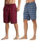 LANBAOSI Men's 2 Pack Pajama Shorts Cotton Blend Sleep Lounge Shorts Plaid Drawstring with Pockets