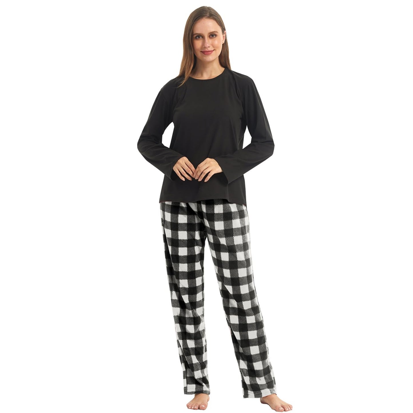 LANBAOSI Woman Winter Fleece Pajamas Set 2 Piece  Comfy Warm PJ Set