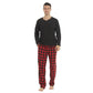 LANBAOSI Men Pajamas Set Comfy Plaid Flannel Pants And Microfleece Shirt