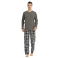 LANBAOSI Men Pajamas Set Comfy Plaid Flannel Pants And Microfleece Shirt