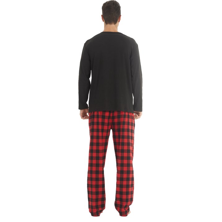 LANBAOSI Men Pajamas Set Comfy Plaid Flannel Pants And Microfleece Shirt