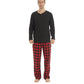 LANBAOSI Men Pajamas Set Comfy Plaid Flannel Pants And Microfleece Shirt