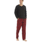 LANBAOSI Men Pajamas Set Comfy Plaid Flannel Pants And Microfleece Shirt