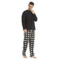 LANBAOSI Men Fleece Plaid Pajamas Set Comfy Sleepwear 2-piece