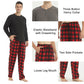 LANBAOSI Men Fleece Plaid Pajamas Set Comfy Sleepwear 2-piece