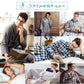 LANBAOSI Men Fleece Plaid Pajamas Set Comfy Sleepwear 2-piece