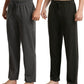 LANBAOSI Men's 2 Pack Pajama Pants with Pockets, Jersey Knit Lightweight Sleep Bottoms