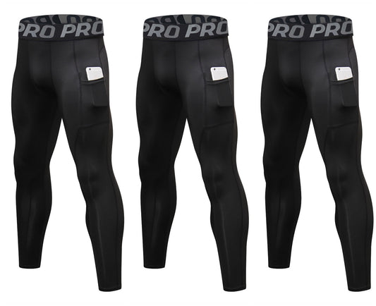 3 Pack Men Compression Pants Workout Leggings for Running Sports Gym Pants