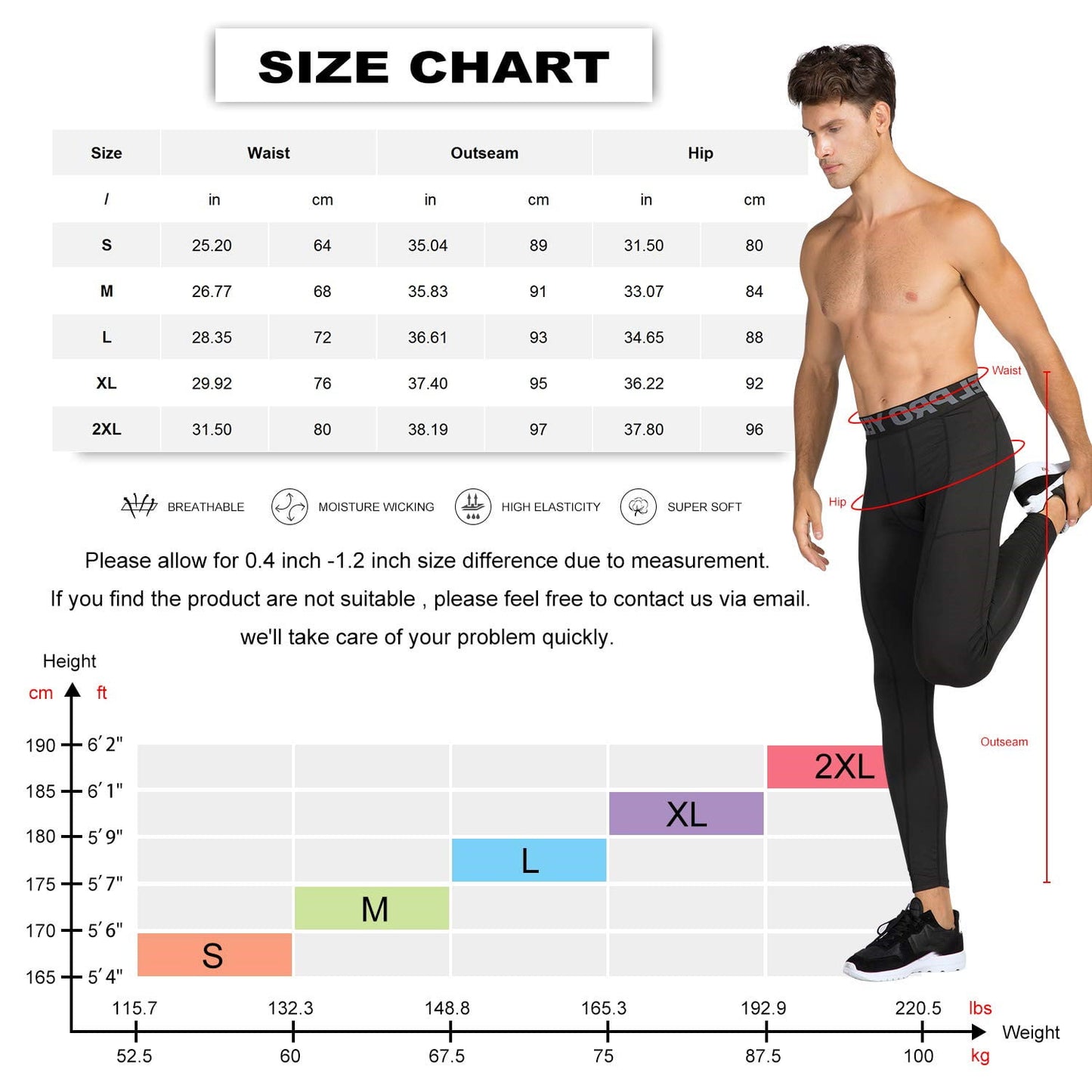 3 Pack Men Compression Pants Workout Leggings for Running Sports Gym Pants