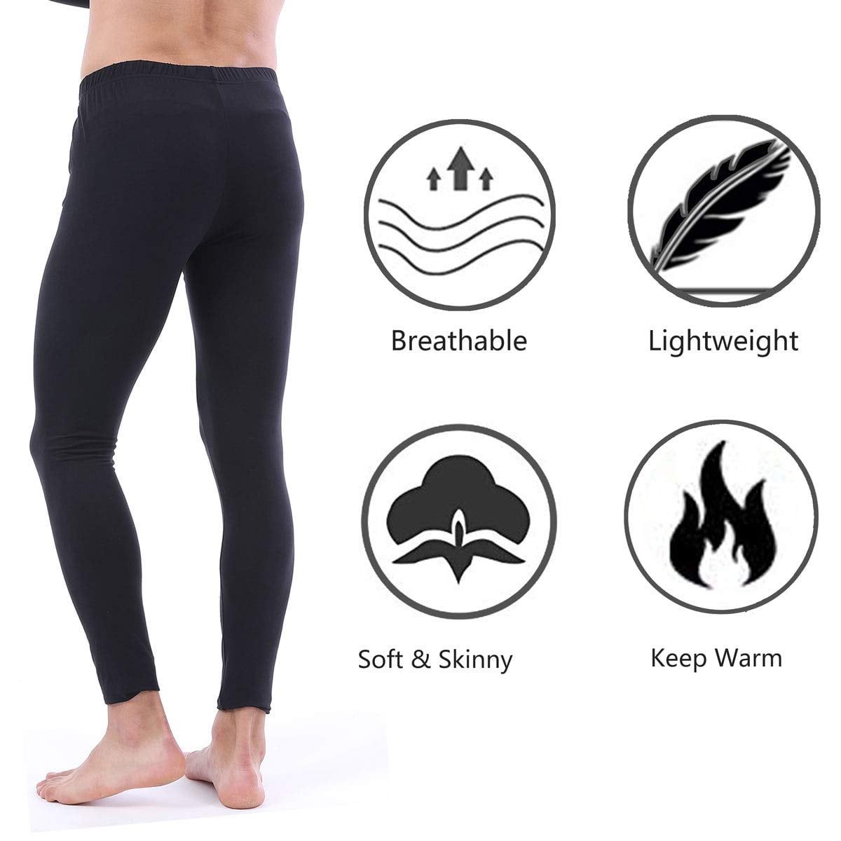 LANBAOSI Men Thermal Pants Long John Underwear Bottom 2 Pack