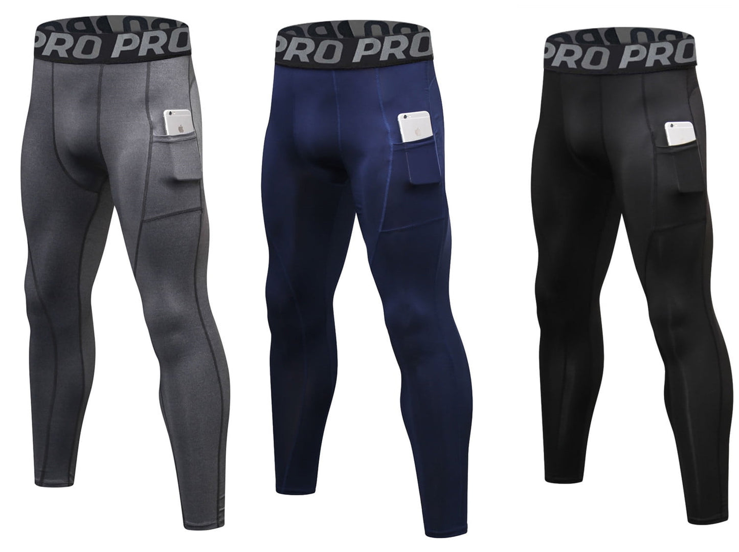 3 Pack Men Compression Pants Workout Leggings for Running Sports Gym Pants