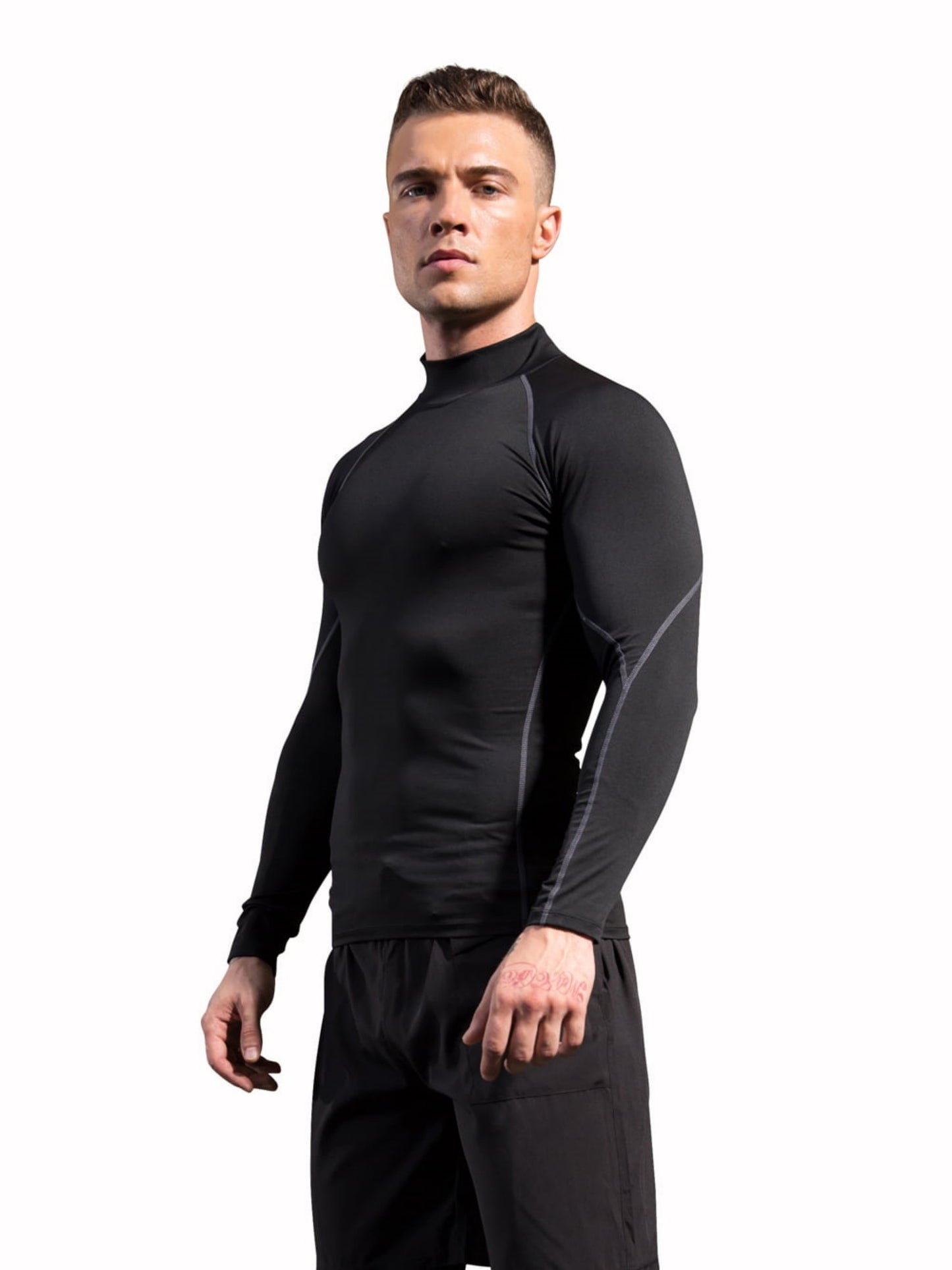 3 Pack Mens Mock Turtleneck Long Sleeve Compression Shirts Dry Fit Workout Shirts