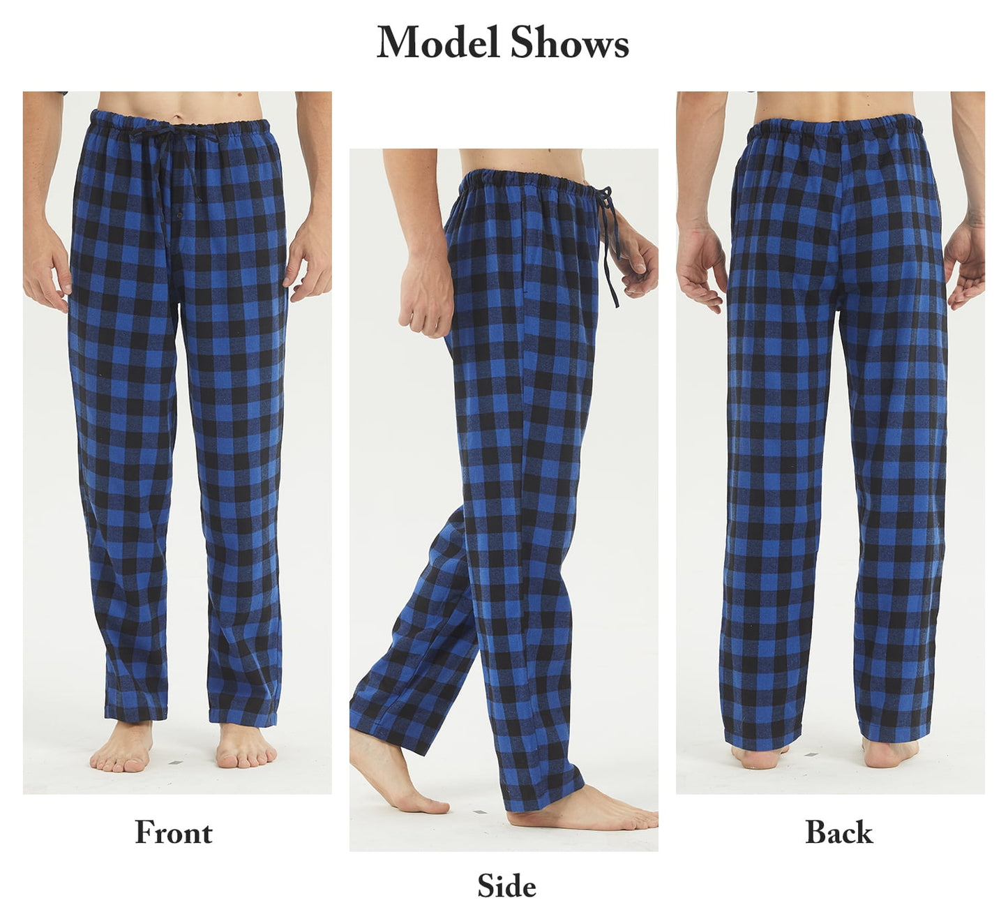 LANBAOSI 2 Pack Men's Flannel Plaid Pajama Pants Lounge PJ Bottoms