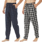 LANBAOSI 2 Pack Men's Flannel Plaid Pajama Pants Lounge PJ Bottoms
